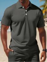 Traje casual de verano para hombre: polo ligero de manga corta para golf y pantalones cortos con cordón de color sólido con bolsillos - details 10