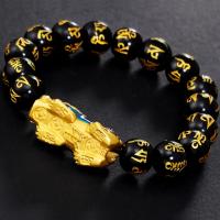 Pulsera de obsidiana de regalo Pixiu Feng Shui de cobre puro que cambia de Color para hombre y mujer, amuleto de buena suerte hecho a mano, joyería - details 1