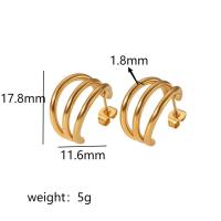 Aretes de Oro 18k de Lujo Ligero Diseño de Dos Cables con Acero Inoxidable Elegancia en Tus Oídos - details 2