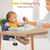 Mesa para Bebé, Trona Portátil Plegable con Arnés de Seguridad, Asiento Enganchable infantil con Bolsa de Transporte para Casa y Viajes (Azul) - details 30