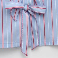Camisa a rayas de popelina estilo dulce con cuello en V holgado 2025 decorada con lazo, novedades de verano, ropa de mujer - details 4