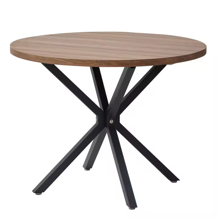 Mesa redonda nórdica de madera maciza con tapa de madera y marco de acero, mesas de centro, sala de estar, oficina, muebles para el hogar, 100CM - 1