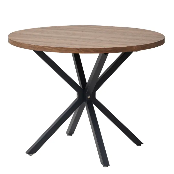 Mesa redonda nórdica de madera maciza con tapa de madera y marco de acero, mesas de centro, sala de estar, oficina, muebles para el hogar, 100CM - 1
