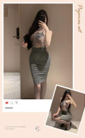 Lencería sexy nuevo 2024 vestido perspectiva malla profundo v pecho expuesto falda ajustada fetiche vestido largo látex sexy trajes xxx - details 1