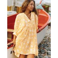 Vestido corto de vacaciones de playa de rayón informal suelto con lazo floral para mujer de moda de verano - details 62