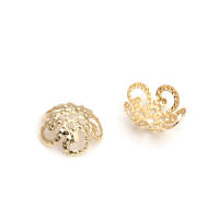 50 Uds. De cuentas redondas de latón de Color dorado de 18K, tapas de hojas de árbol y flores, suministros para hacer cuentas de joyería, accesorios Diy - details 29