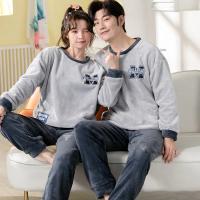 Conjunto de pijama de felpa de franela cálida para hombre y mujer, ropa de dormir de manga larga con cuello redondo, dibujos animados dulces, 32 estilos, Invierno - details 7