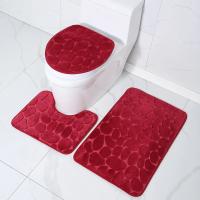 Juego de cubierta de asiento de inodoro, alfombrilla de baño, alfombra de suelo para cuarto de ducha, felpudo absorbente antideslizante, guijarros, decoración de bañera, 3 piezas - details 5