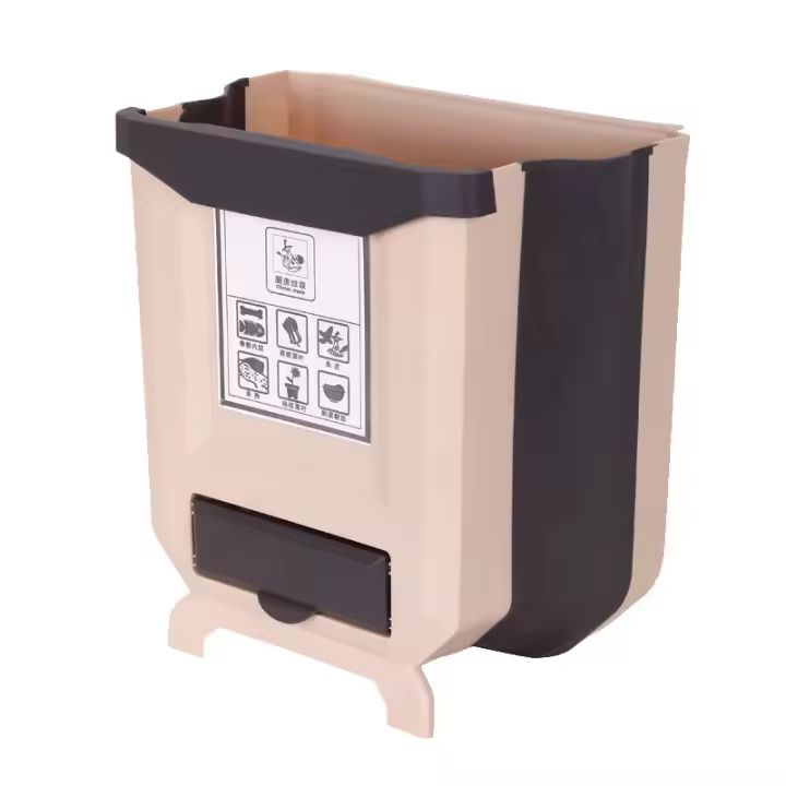 Cubo de basura colgante montado en la pared, contenedor de cocina plegable, caja de almacenamiento de basura, bolsas - 1