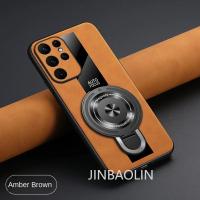 Funda transparente a prueba de golpes con soporte magnético de lujo para Samsung Galaxy S25 S24 Ultra S23 S22 Plus, funda trasera de cuero de oveja - details 13
