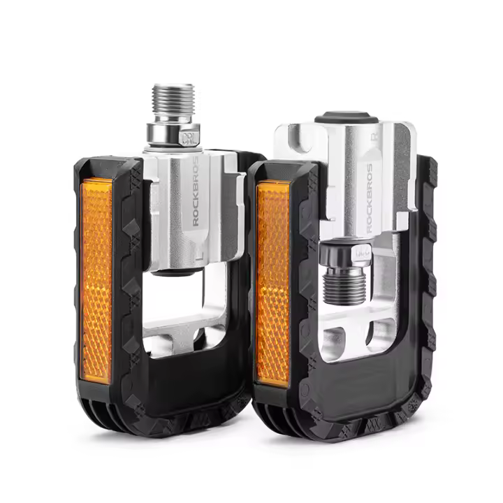 ROCKBROS-par de pedales plegables para bicicleta de montaña, pedales antideslizantes de aluminio, rodamientos autolubricantes para ciclismo - 1