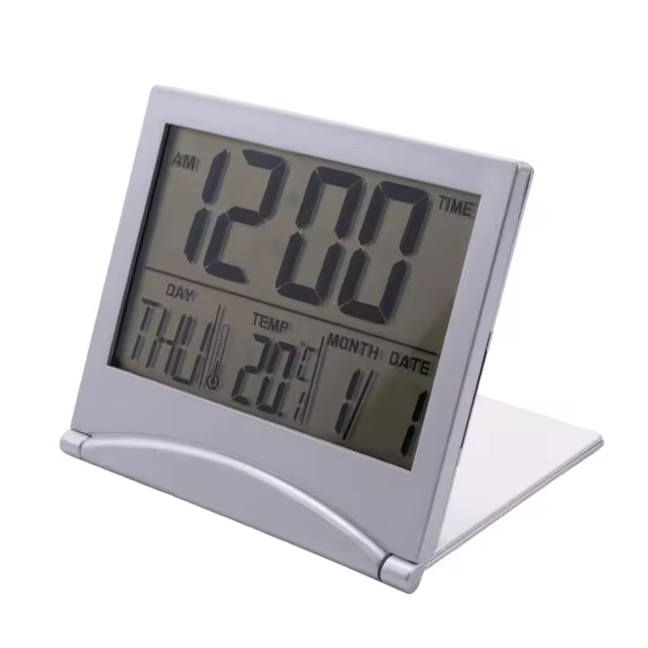 Reloj despertador Digital de viaje con batería, reloj portátil con pantalla de números grandes y temperatura, Reloj de escritorio pequeño de 12/24H - 1