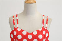 Vestido midi retro de fiesta con estampado de lunares, tirantes finos y cinturón para mujer - details 57