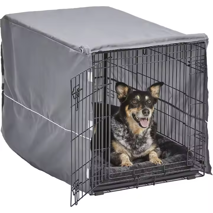 Jaula de Perro de Tamaño Mediano 93.2l x 58.5an x 63.3al Dos Puertas Funda Gris - 1