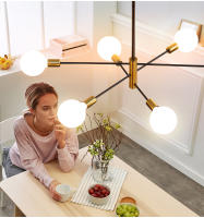 Candelabros nórdicos modernos E27, lámpara LED de oro negro, iluminación del hogar para dormitorio, sala de estar, lámpara de techo LED, accesorios de iluminación interior - details 6