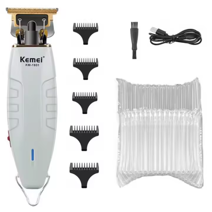 Kemei-cortadora de barba inalámbrica para hombre, Máquina Eléctrica de corte de pelo, recargable, sin cuchilla - 1