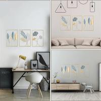 Decoración de pared nórdica para el hogar， colgante de pared de macramé， Metal redondo dorado， hoja de Ginkgo， pegatinas de pared， decoración decorativa de repisas de pared - details 1