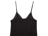 Vestido Casual Delgado y Versátil de Manga Corta con Cuello en V y 3 Pliegues, Color Negro - details 8