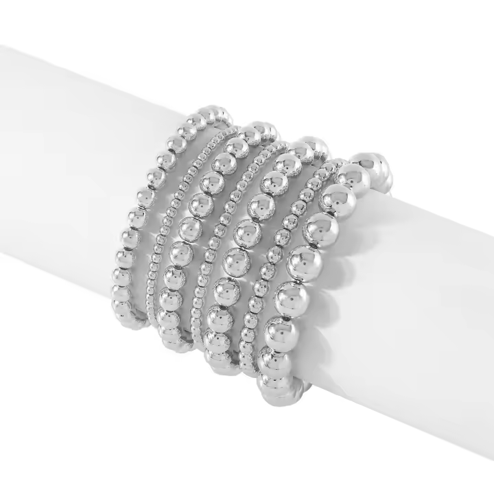 Cuerda elástica hecha a mano con cuentas, pulsera apilada simple personalizada para mujer - 1