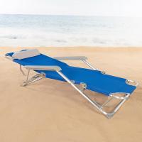 Plegable y reclinable Azul con cojín, 2 Posiciones, Aluminio y textileno, Medidas 47x95x75 cm , Peso máx. 110 Kg, Tumbonas Plegables para Playa, terraza y Camping (62300) - details 3