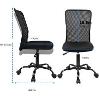 Escritorio ergonómico. Sin reposabrazos. Juvenil sin Brazos. Tela Transpirable. con Ruedas, giratoria. Negra. - details 4