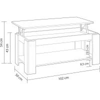 Mesa Centro con Revistero Elegante Acabado en Blanco Artik Medidas: 102 cm (Largo) x 43/54 cm (Alto) x 50 cm (Fondo) - details 24