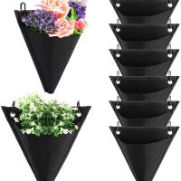 3 Piezas Bolsas de Plantación Colgantes Balcón, Bolsa de Plantación Colgante Vertical, Pared de Jardín Vertical, Diseño Triangular, con Ganchos, para Exterior, Interior, Jardín, Hogar, Decoración, Patio (Negro) - details 1
