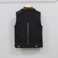 Chaqueta corta para mujer, novedad de 2023, chaleco vaquero con borlas, encaje blanco y negro con una hilera de botones, chaqueta sin mangas - details 3