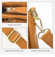 Bolso bandolera de cuero genuino para mujer - Correa ajustable, bolso de hombro extraíble con cierre de cremallera, diseño elegante de color sólido para uso diario, regalo perfecto para mamá, novia o regalo de cumpleaños, lindo bolso bandolera, bolso de m - details 2