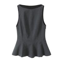 OUWU- Blusas Ajustadas Con Volantes Para Mujer, Cuello Redondo, Sin Mangas, Cremallera Lateral, Camisas Femeninas, Tops Elegantes, Moda - details 3