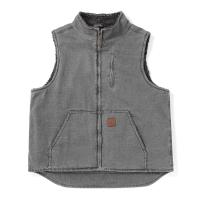 Chaleco de trabajo de algodón de pato con forro sherpa para hombre, chaqueta de lana táctica sin mangas de caza de lona simulada lavada vintage, chalecos de invierno - details 4