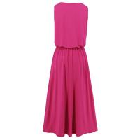 Vestido de Cintura Elástica sin Mangas de Color Sólido V-Neck Moda de Verano 2025 para Mujeres - details 5
