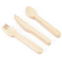 Juego de cubiertos de madera desechables, cuchara, tenedor, cuchillo, vajilla rústica para boda, fiesta de cumpleaños, suministros de decoración, cuchara para pastel de postre - details 4