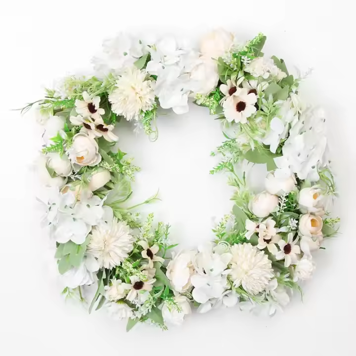 Guirnalda Artificial de flores de seda para decoración de puertas, decoración romántica para colgar en la pared, boda, 40cm - 1