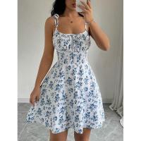 Vestido corto con tirantes florales nuevo estilo francés de verano - details 10