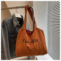 Bolsos de mano coreanos simples con cordón, bolso de compras ligero de gran capacidad, bolso de hombro informal con letras de diseñador para mujer - details 18