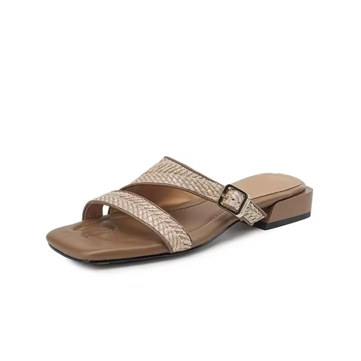 Sandalias de Verano para Mujer Diseño Francés Elegante con Suela de Paja Gruesa y Suave - 1
