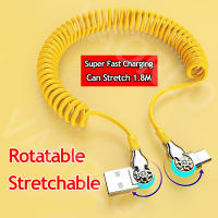 Cable de carga retráctil de resorte súper rápido 6A, interfaz de aleación de Zinc tipo C/Micro USB, Kit de coche de rotación de 180 °, línea de datos para iPhone - details 3