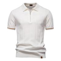 2025 Polo deportivo con cremallera de color sólido para hombre, polos sociales atléticos para hombre, Polo ajustado de oficina - details 1