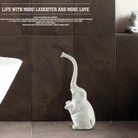 Juego De Cepillo Y Porta Para Inodoro Creativo De Cerámica Con Mango De Plástico En Forma De Elefante Blanco Para Baño Y Lavabo - details 0