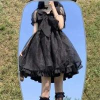 Vestido de princesa blanco japonés Lolita 2025 con mangas abullonadas y lazo - details 0