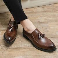 Zapatos formales de negocios a la moda para hombre con borlas, piel de vaca de suela suave, plantillas informales de malla de cuero para primavera y otoño - details 9