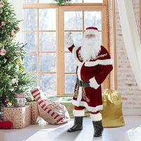 Disfraz de Papá Noel para hombre, traje de lujo de terciopelo rojo de lujo para fiesta de Navidad, regalo de 8 piezas - details 1