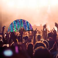 Rave Hand Fan Abanico plegable grande de bambú, abanico de mano plegable con brillo UV, abanico de mano para hombres/mujeres, abanico de mano para EDM, club, festival, concierto, baile, discoteca, carnaval - details 1