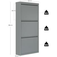 3 Cajones Abatibles Mueble Recibidor Organizador para Zapatos Estrecho Metal Ahorro Espacio Blanco 50x15x106 cm - details 11