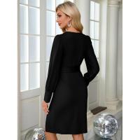 Falda larga para mujer, vestido elástico de color liso, nuevo en vestidos formales - details 17