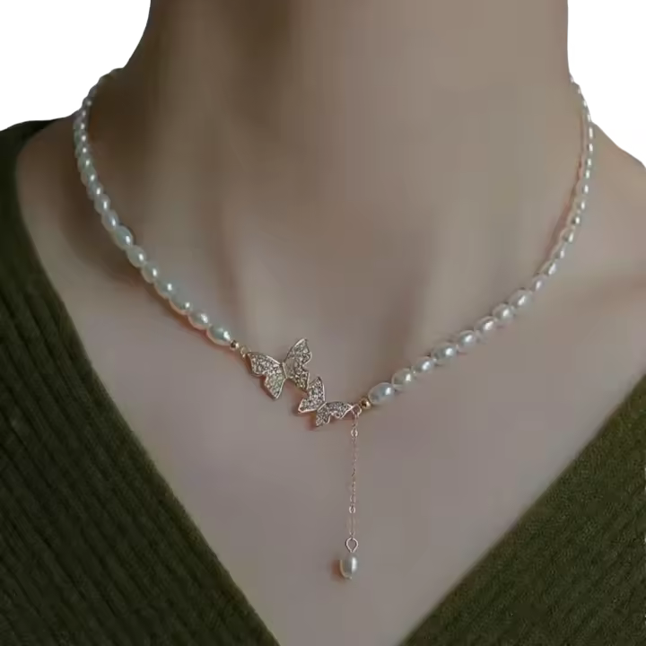 Collar de Perlas de Mariposa Honeyeater Joyería Fina para Mujeres Regalo Perfecto para Compromiso, Boda, Fiesta, Cumpleaños - 1