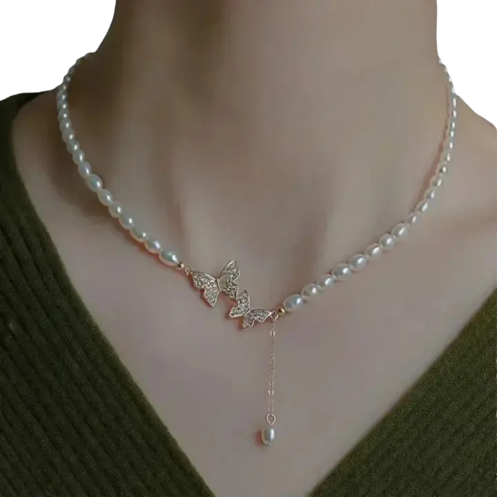 Collar de Perlas de Mariposa Honeyeater Joyería Fina para Mujeres Regalo Perfecto para Compromiso, Boda, Fiesta, Cumpleaños - 1