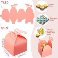 50 cajas de regalo para bodas, cajas decorativas con forma de mariposa rosa para fiestas de cumpleaños con temática de aniversario - details 1