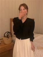 Blusa de verano para mujer, camisa de primavera, blusa para mujer, Blusas largas de gasa, informales, elegantes, Vintage, de manga larga, holgada de gran tamaño, blanca - details 35